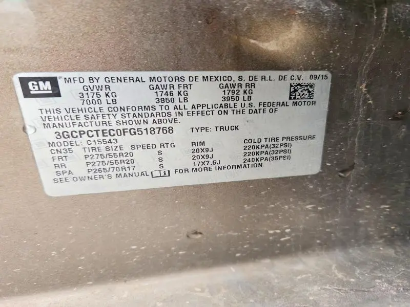 2015 CHEVROLET SILVERADO C1500 HIGH COUNTRY  