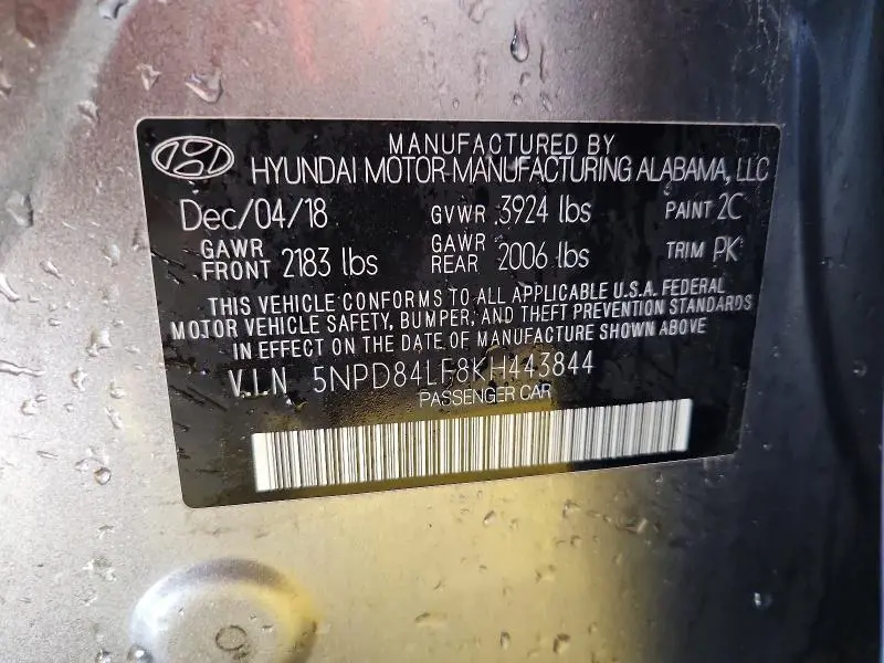 2019 HYUNDAI ELANTRA SEL  