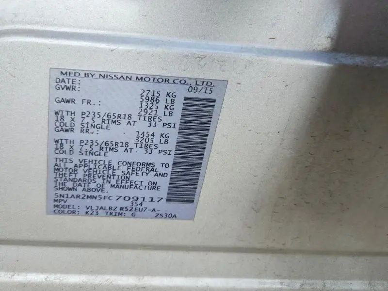 2015 NISSAN PATHFINDER S  