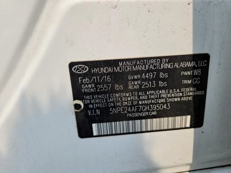 2016 HYUNDAI SONATA SE  