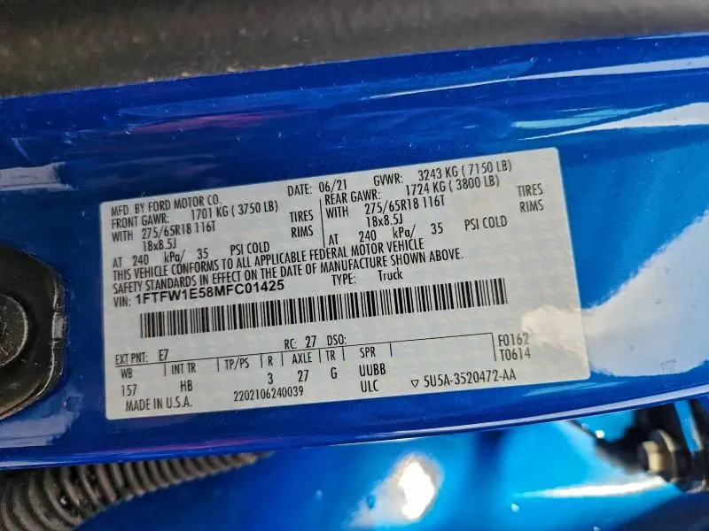 2021 FORD F150 SUPERCREW  