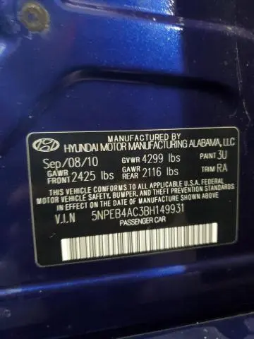 2011 HYUNDAI SONATA GLS
