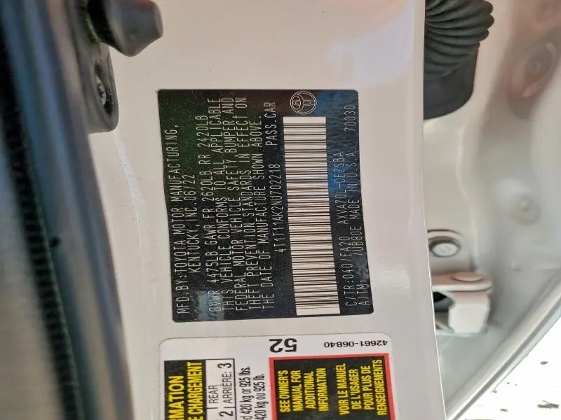 2022 TOYOTA CAMRY SE  