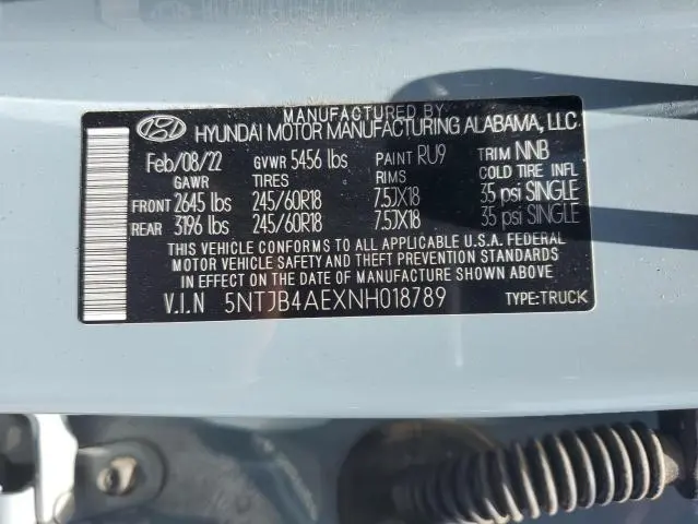 2022 HYUNDAI SANTA CRUZ SEL  