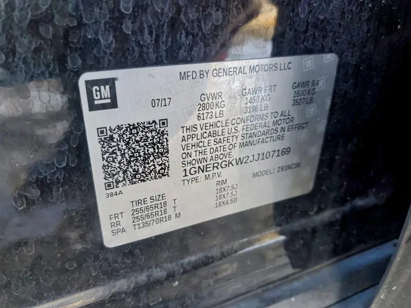 2018 CHEVROLET TRAVERSE LT  