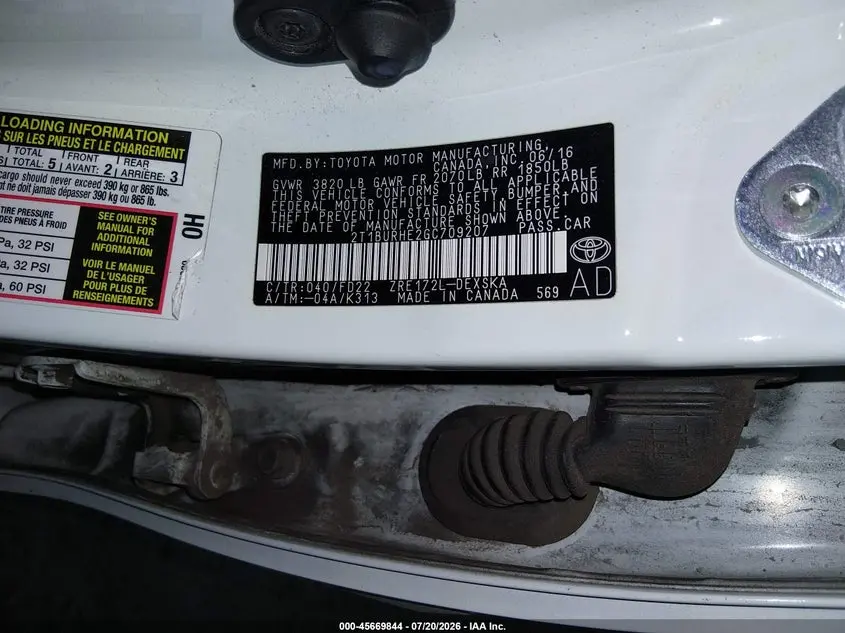 2016 TOYOTA COROLLA S PLUS