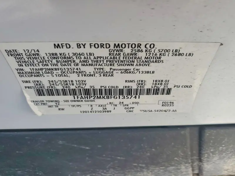 2015 FORD TAURUS   