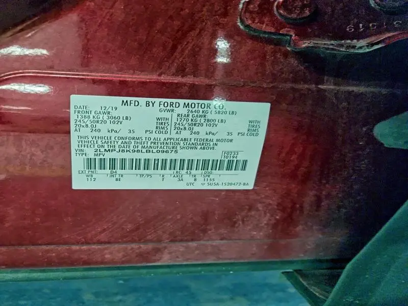 2020 LINCOLN NAUTILUS RESERVE  