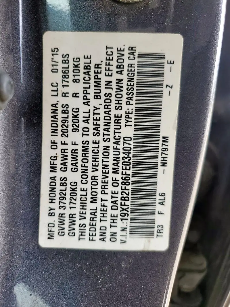 2015 HONDA CIVIC EX  