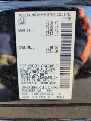 2020 NISSAN LEAF S PLUS  