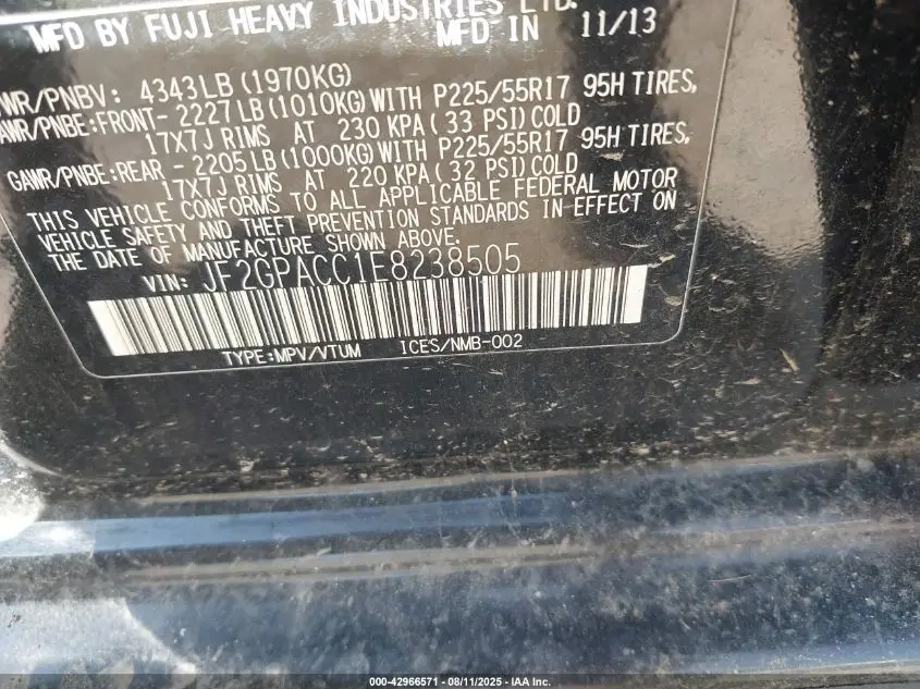 2014 SUBARU XV CROSSTREK 2.0I PREMIUM