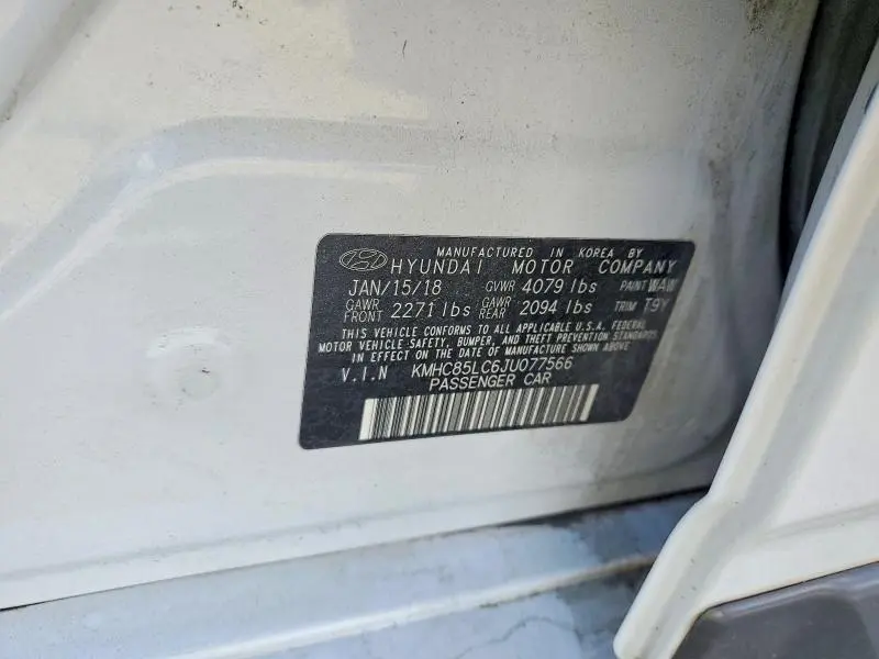 2018 HYUNDAI IONIQ LIMITED  