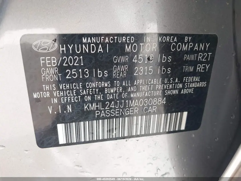 2021 HYUNDAI SONATA BLUE