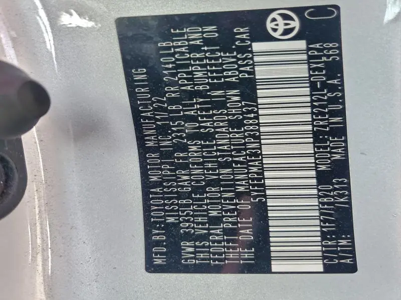 2022 TOYOTA COROLLA LE  