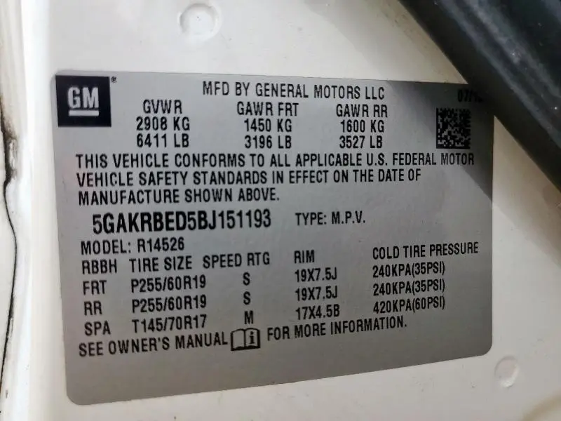 2011 BUICK ENCLAVE CXL  