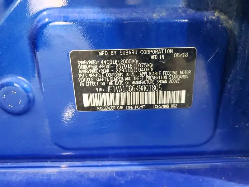 2019 SUBARU WRX PREMIUM  
