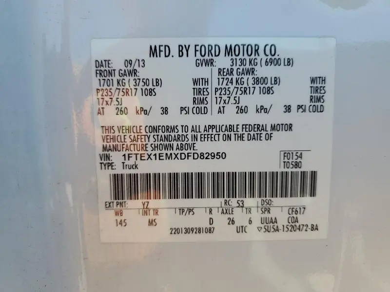 2013 FORD F150 SUPER CAB  