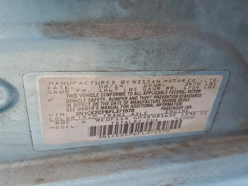 2015 NISSAN VERSA NOTE S  