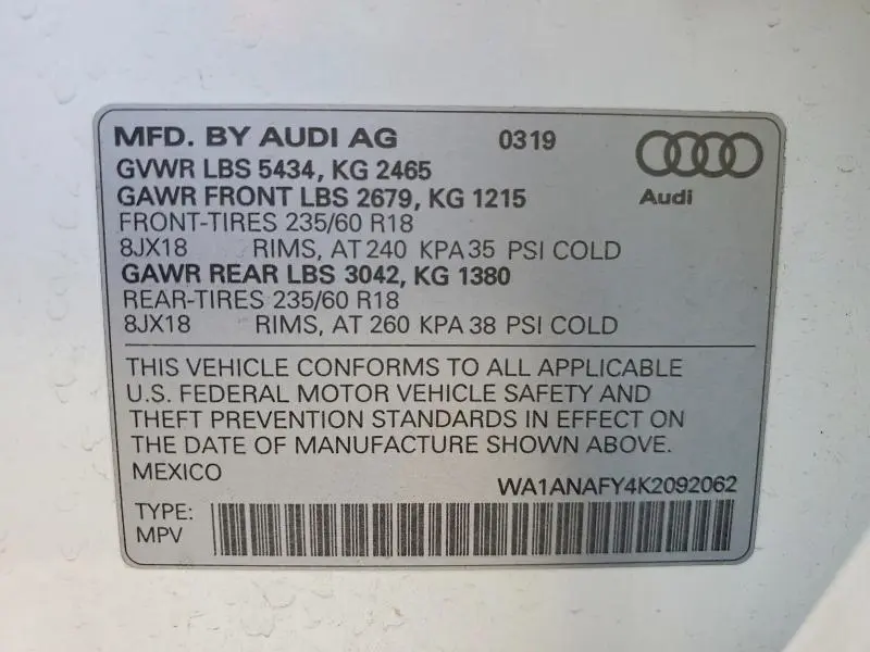2019 AUDI Q5 PREMIUM  