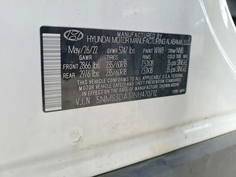 2022 HYUNDAI SANTA FE SEL  