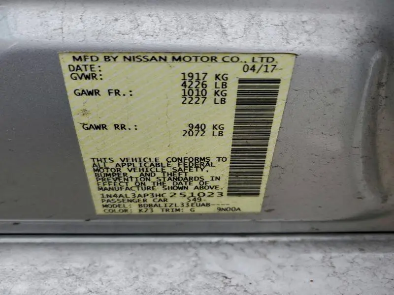 2017 NISSAN ALTIMA 2.5  