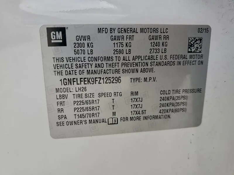 2015 CHEVROLET EQUINOX LT  