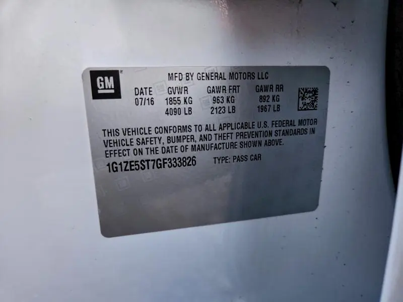 2016 CHEVROLET MALIBU LT  