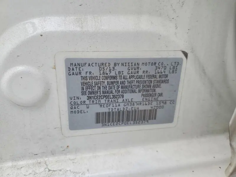 2014 NISSAN VERSA NOTE SV  