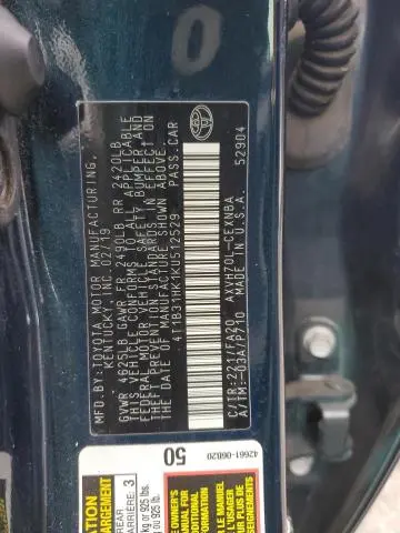 2019 TOYOTA CAMRY   