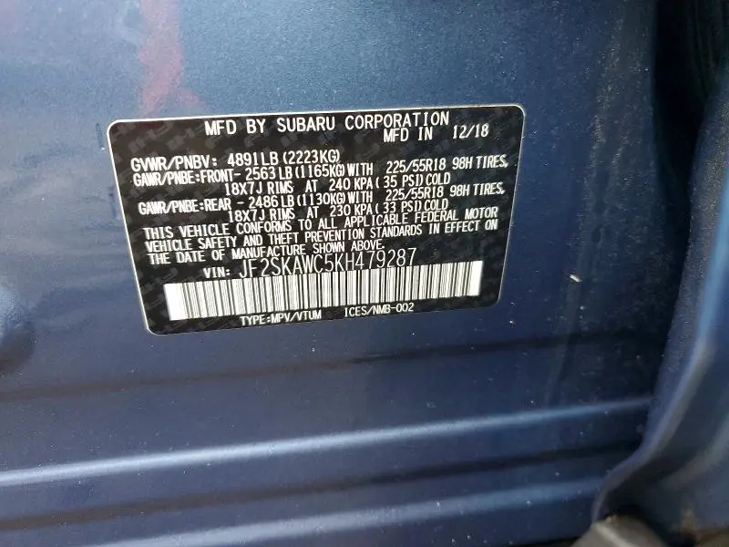 2019 SUBARU FORESTER TOURING  