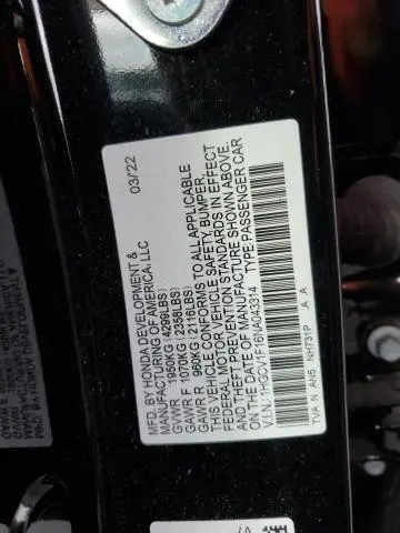 2022 HONDA ACCORD LX  