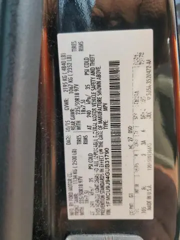 2016 FORD ESCAPE TITANIUM  