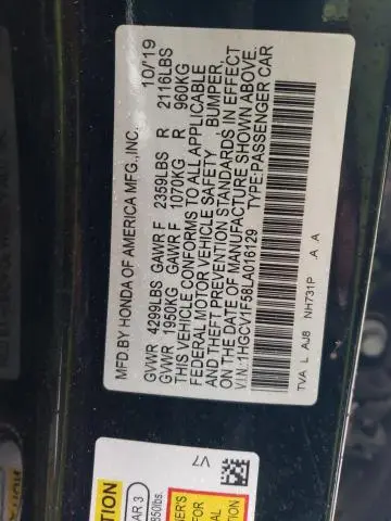 2020 HONDA ACCORD EXL  