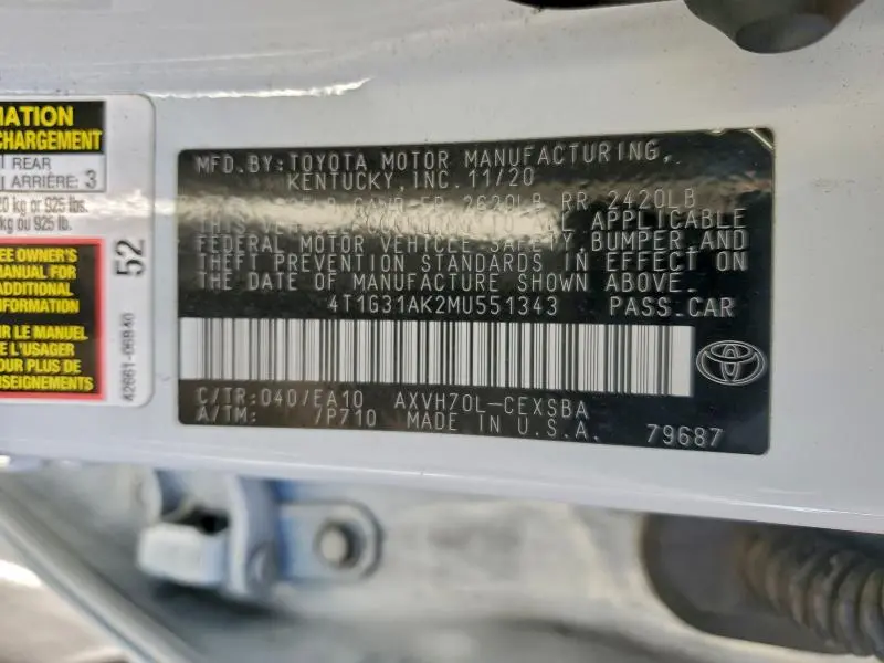 2021 TOYOTA CAMRY SE  