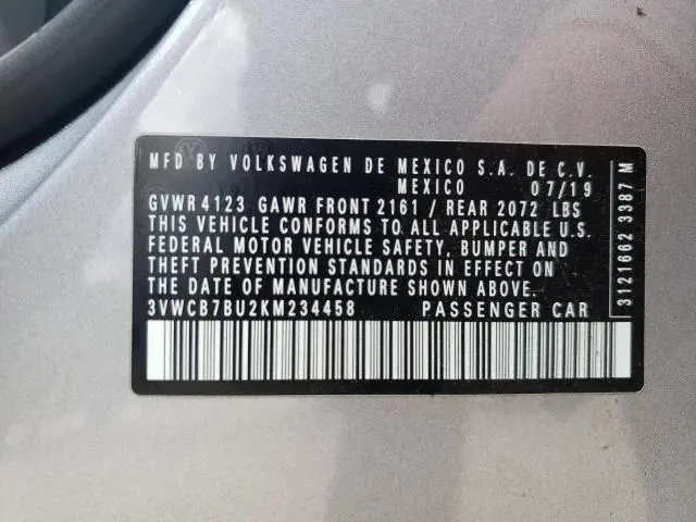 2019 VOLKSWAGEN JETTA S  