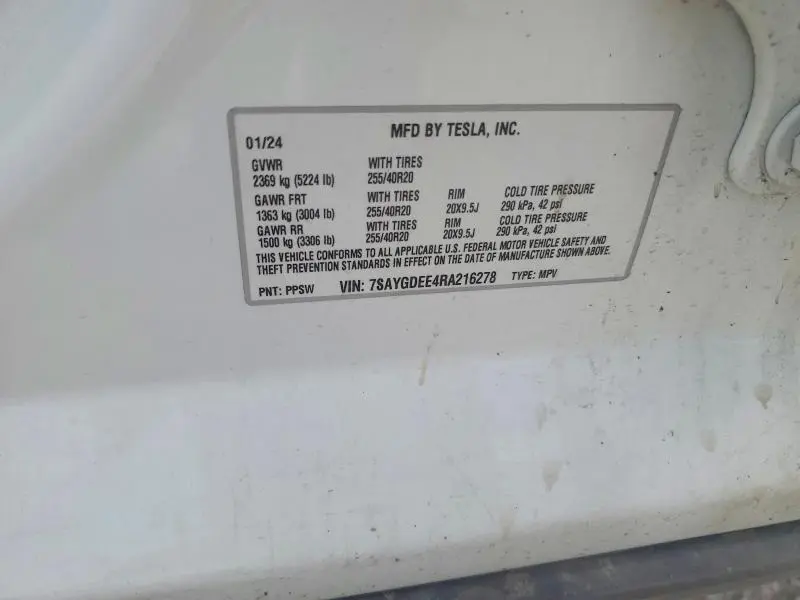 2024 TESLA MODEL Y   