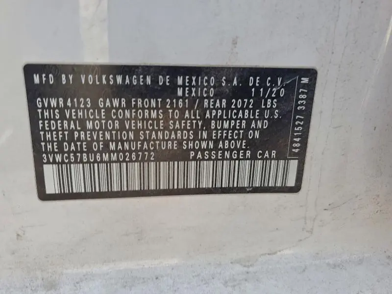 2021 VOLKSWAGEN JETTA S  