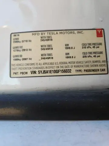 2016 TESLA MODEL S   