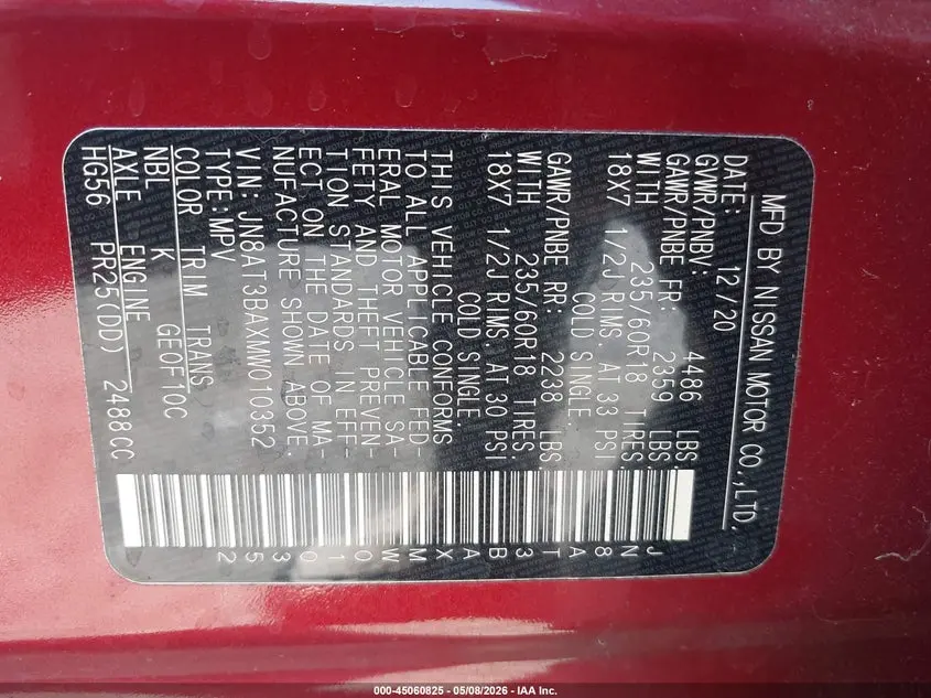 2021 NISSAN ROGUE SV FWD