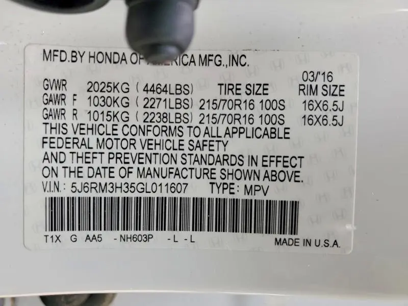 2016 HONDA CR-V LX  