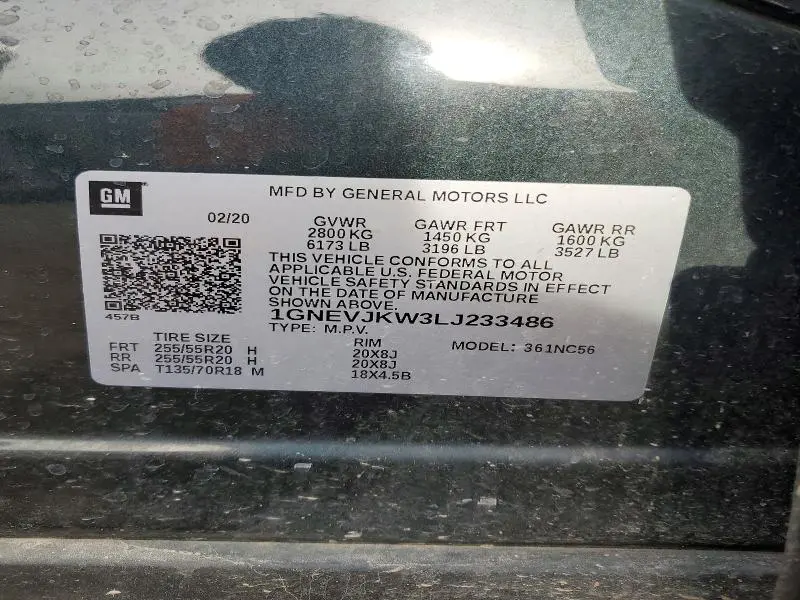 2020 CHEVROLET TRAVERSE RS  