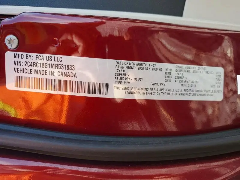 2021 CHRYSLER PACIFICA TOURING L  