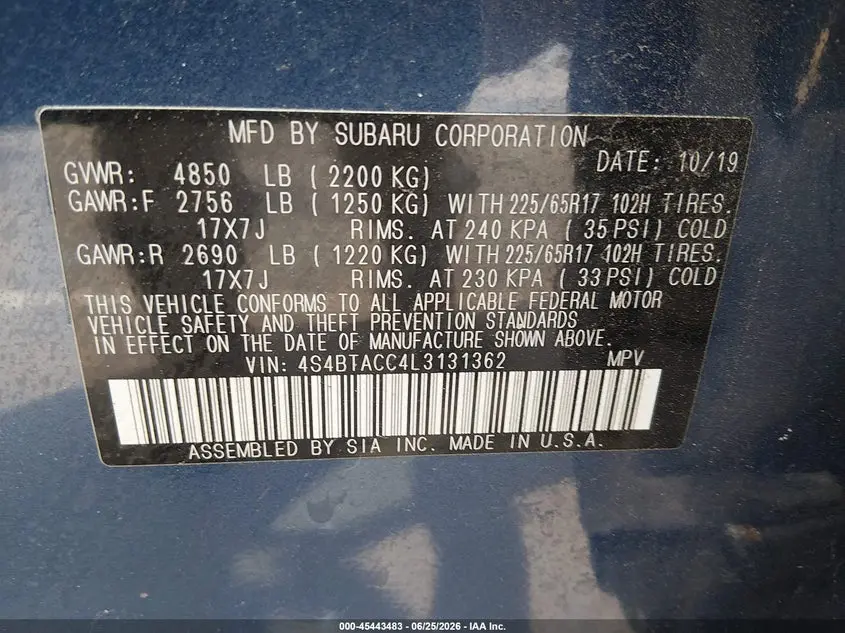 2020 SUBARU OUTBACK PREMIUM