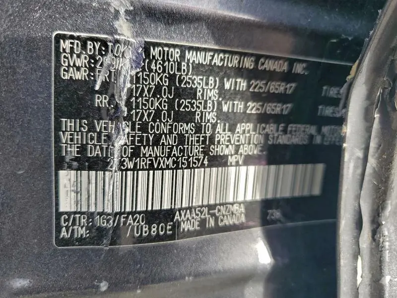 2021 TOYOTA RAV4 XLE  