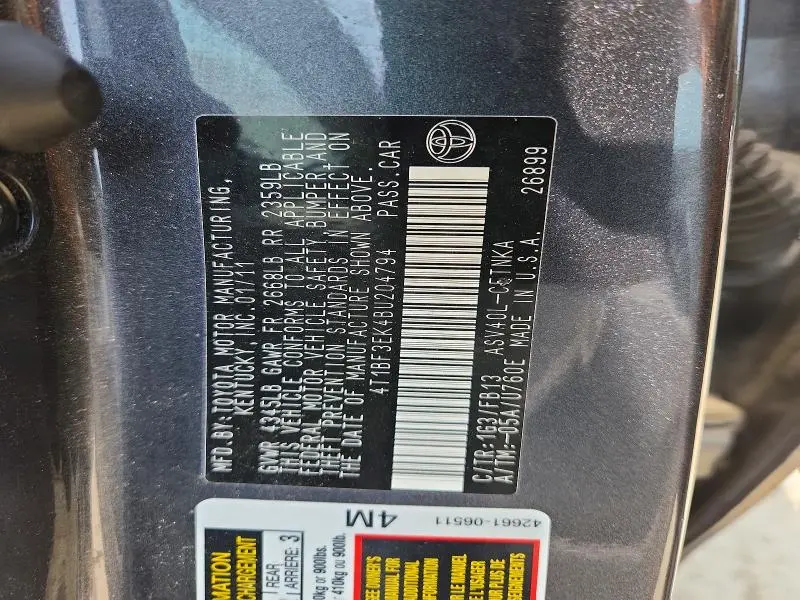 2011 TOYOTA CAMRY LE  