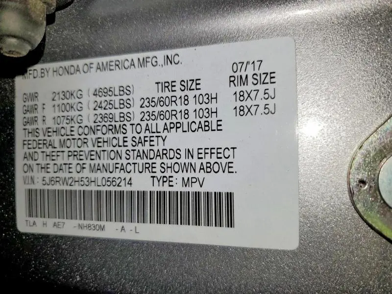 2017 HONDA CR-V EX  