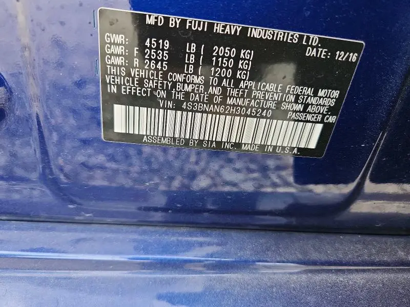 2017 SUBARU LEGACY 2.5I LIMITED  