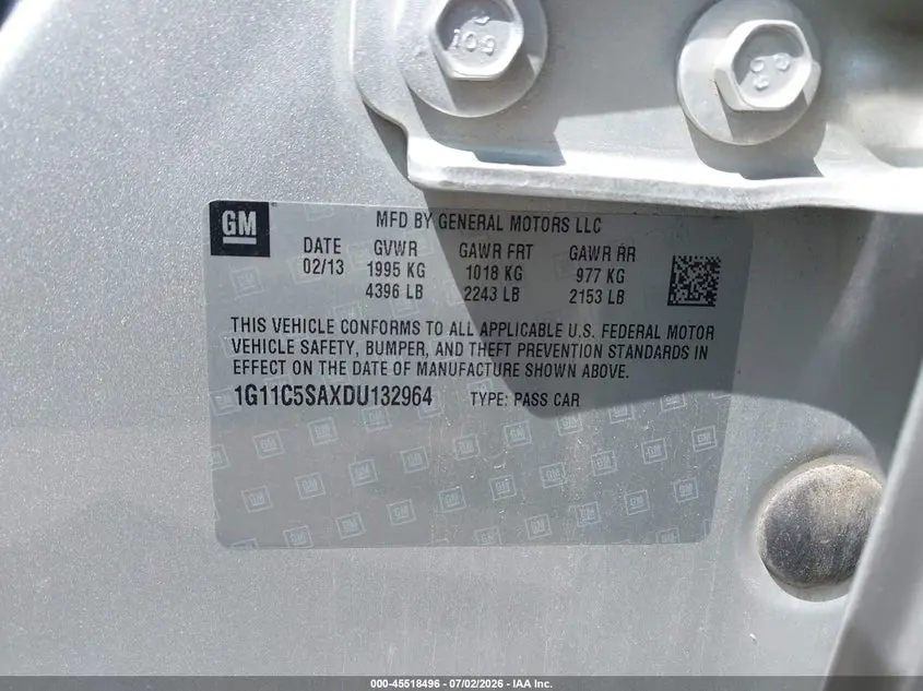 2013 CHEVROLET MALIBU 1LT