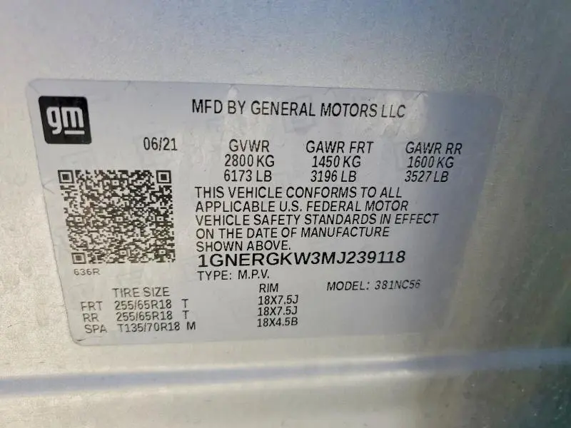2021 CHEVROLET TRAVERSE LT  