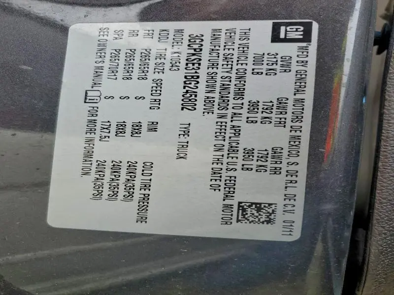 2011 CHEVROLET SILVERADO K1500 LT  